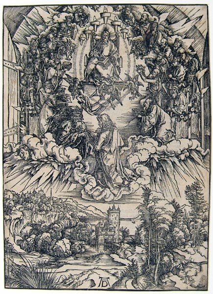 D&uuml;rer Albrecht - San Giovanni di fronte a Dio e agli antenati  (dalla serie: l' Apocalisse)